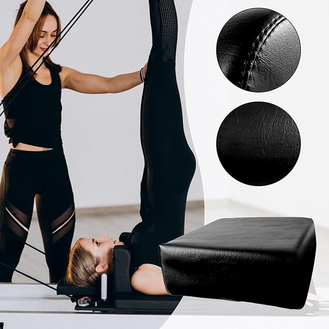 Yoga Bolster Pillow – Sponge PU Leather 25x16.5x7cm 160g | Non Slip Ergonomic Pilates Workout Bolster | Supportive Meditation Cushion for Home Travel Yoga Fitness Office Exercise Gym