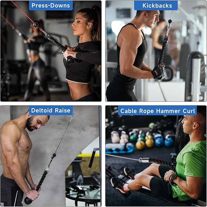 GSE Tricep Rope, Heavy Duty Tricep Pull Down Cable Machine Attachment, Strength Training Exercise Equipment for Home Gym (Single/Dual Available)