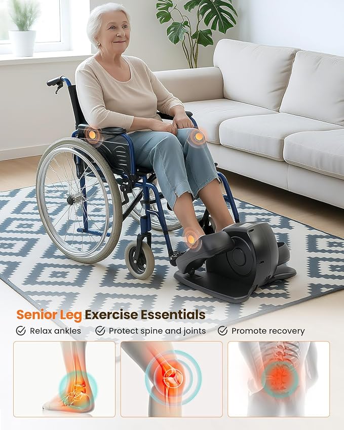 Under Desk Elliptical Machine, Ellipse Leg Exerciser as Seen on TV with Remoter, Quiet Electric Seated Pedal Exerciser, Mini Leg Exercise While Sitting for Seniors, Manual & Auto Mode