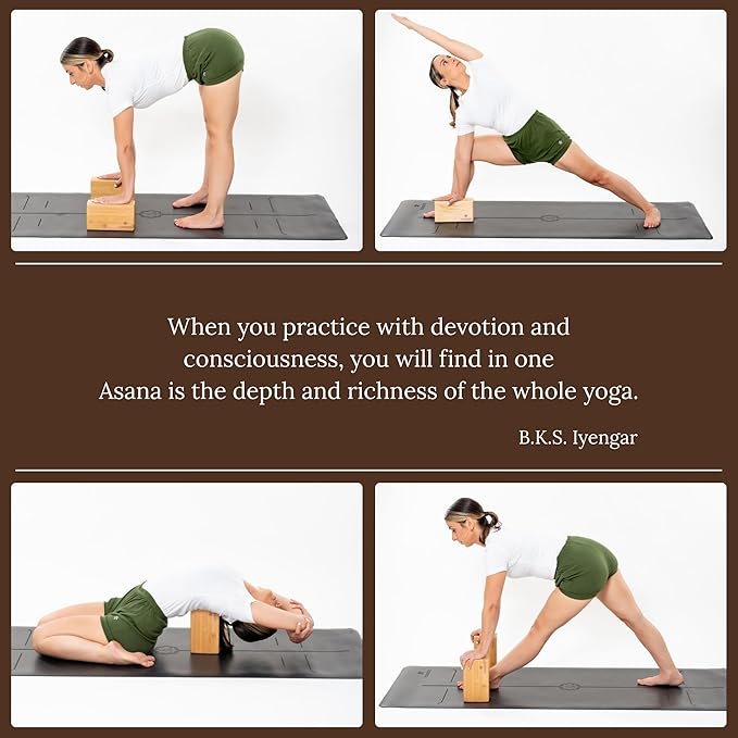 Original Wooden Yoga Blocks Set of 2 – Solid Hardwood Props Inspired by Traditional Yoga