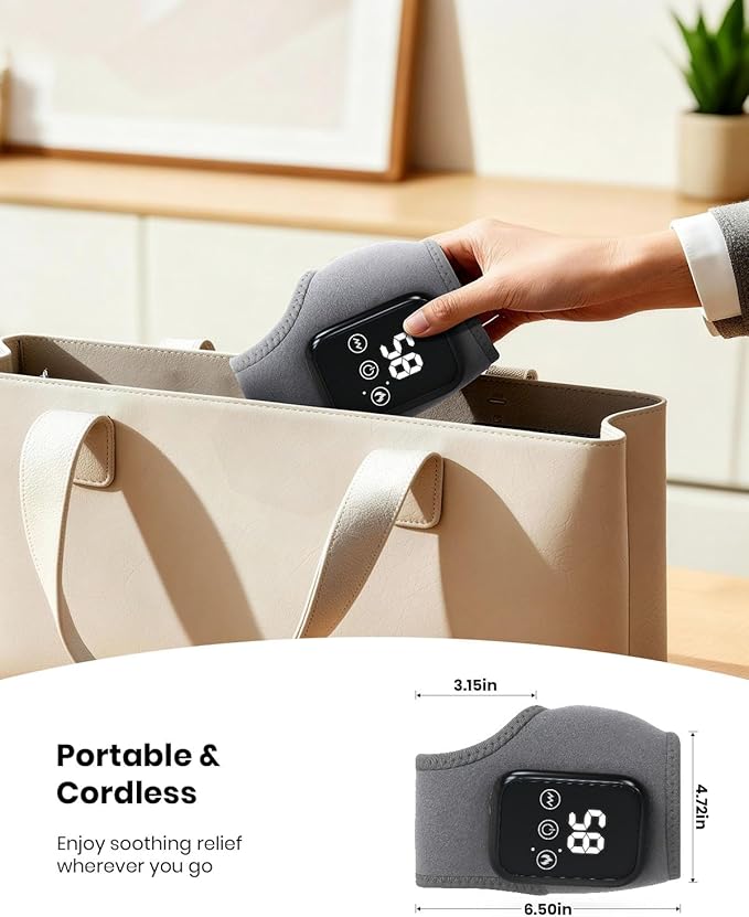 Foot Renew Massager for Neuropathy, 3-in-1 Cordless & Portable Foot and Ankle Massager for Heel, Arch & Ankle Relief, 3-Level Vibration & Heat, Ideal Gift, Includes Extension Strap (Gray)