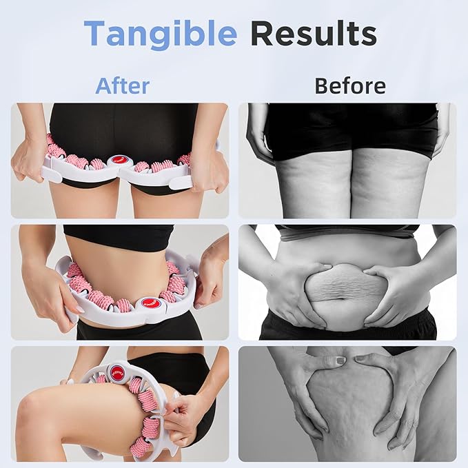 Cellulite Massage Tool - Lymphatic Drainage Massager - Muscle Roller, Deep Fascia Massage, Dimpled Skin Removal, Legs/Thighs/Buttocks, Anti-Cellulite Roller, Smooth Skin, Pain Relief (Pink)