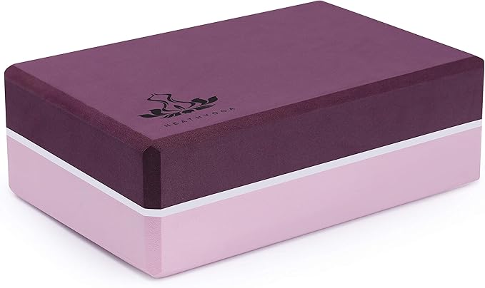 Heathyoga Yoga Blocks 2 Pack with Strap, High Density EVA Foam Yoga Block and Yoga Strap Set to Support and Improve Poses and Flexibility