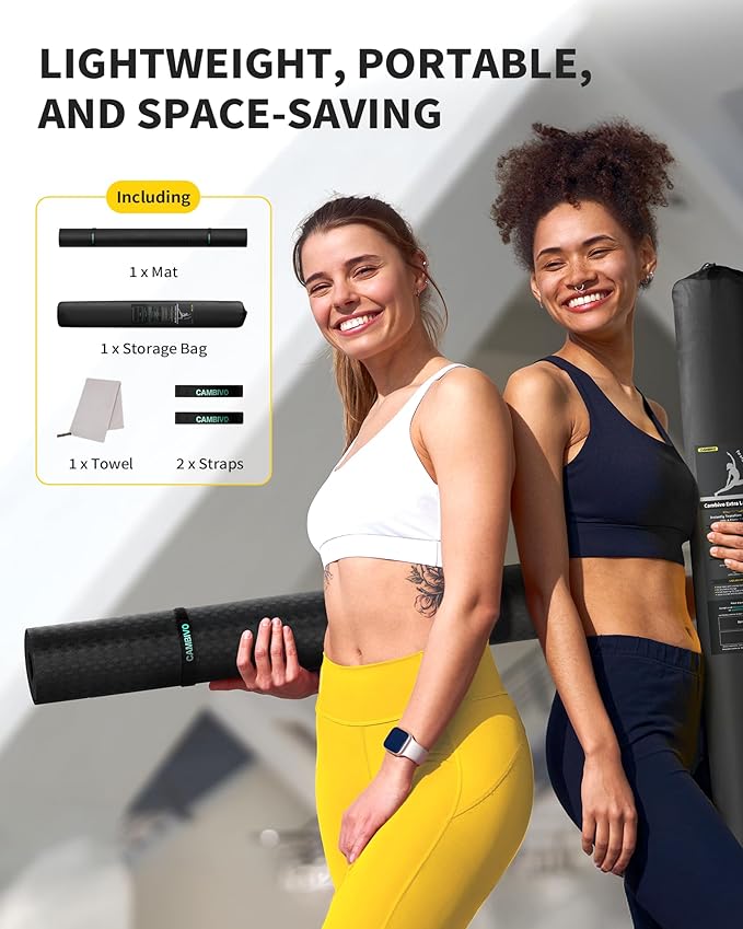 CAMBIVO Large Yoga Mat (6'x 4'), Extra Wide Workout Mat for Men and Women, 0.24''/0.32''/0.4''/0.48'' Thick Exercise Fitness TPE Mat for Home Gym, Yoga, Pilates, Workout (Barefoot Exercise)