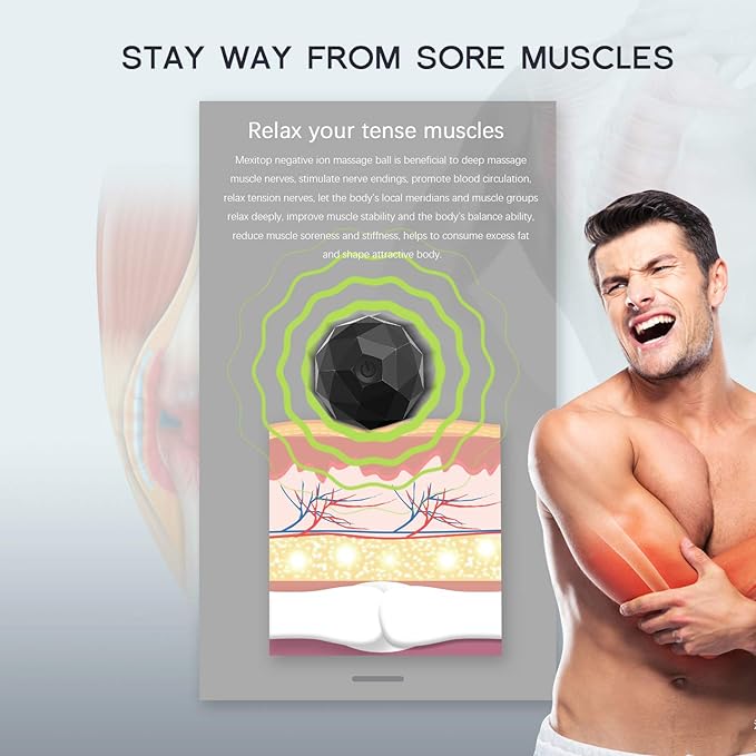 Electric Vibrating Massage Ball, 2-Speed Fitness Yoga Pilates Physical Therapy Massage Roller to Fight Sore Muscles,Washable Negative Ion Vibration Massages ball for Muscle Recovery,Myofascial Release
