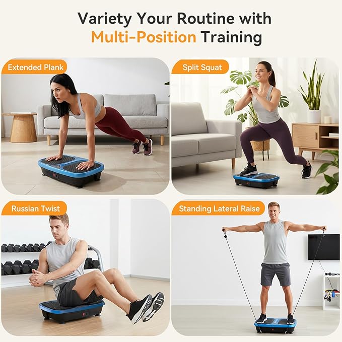 NEWBULIG Vibration Plate, Whole Body Workout, Vibrating Platform with LED Touch Screen & Pull Ropes for Weight Loss & Muscle Toning, Home Gym Fitness Equipment with Remote Control for Women Men