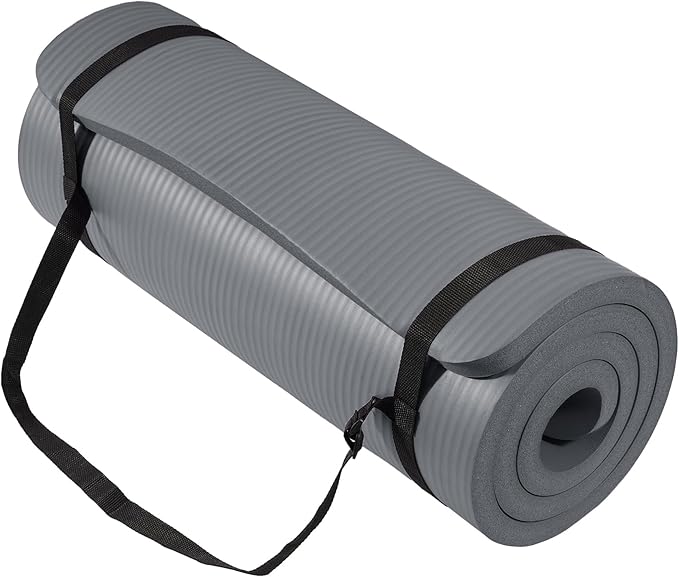BalanceFrom Yoga Mat 1-Inch Extra Thick High-Density Exercise Mat with Non-Slip Surface & Carry Strap for Men & Women Tear-Resistant Pilates Workout Mat for Home Gym, Floor Fitness, Multiple Colors