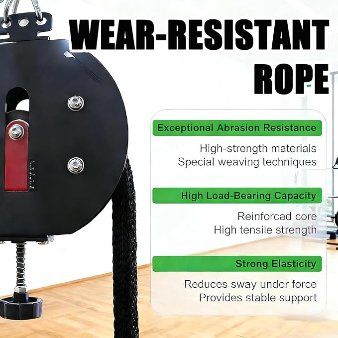 Endless Rope Trainer with Adjustable Resistance Suspension Pulley System for Home Gym Interval Strength Training