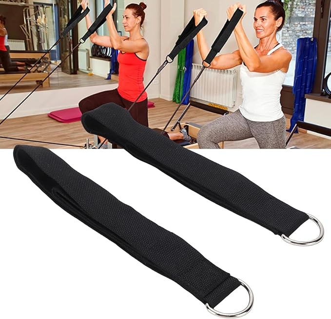 Double Loop Pilates Straps, Cotton and Neoprene Material, Adjustable Design with D Metal Buckle for Home Gym Workouts