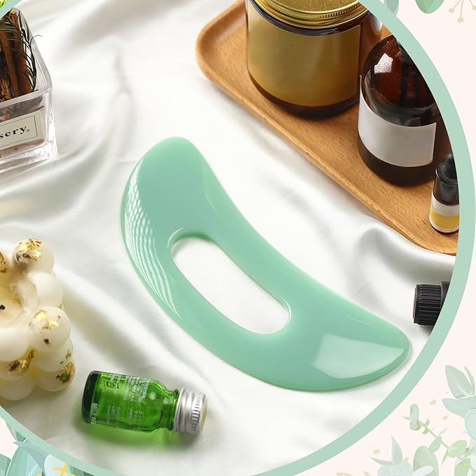 BBTO Gua Sha Massage Tool with Handle Resin Massage Tools Lymphatic Drainage Massager Body Shaping Gua Sha Tools for Full Body Men Women Birthday Festival Holiday Present (Light Green)