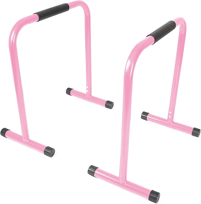 Titan Fitness Pink Dip Stand Station, Adjustable Height Upper Body Stabilizer Parallettes, Rated 300 LB for Tricep Dips, Pull-Ups, Push-Ups, L-Sits