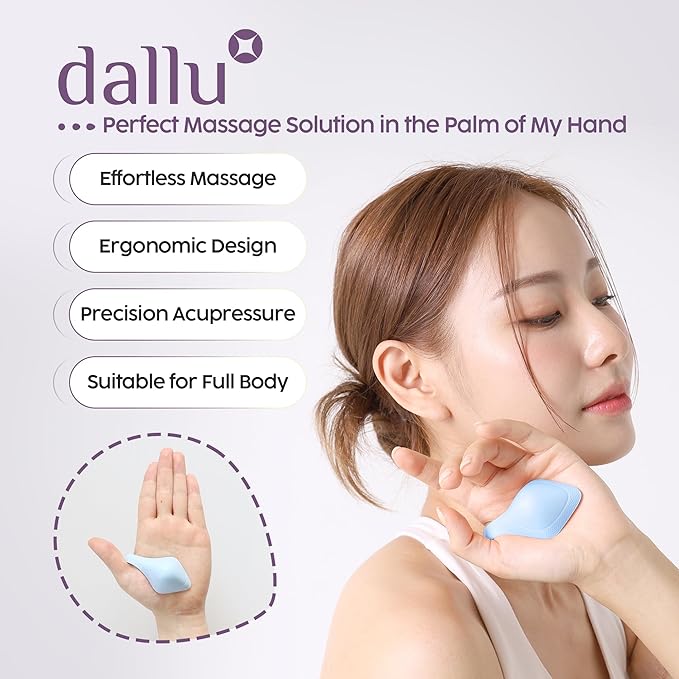 dallu - Manual Massager Tool Using Palm Pressure, Effortless Trigger Point Massage with Easier Use & Less Fatigue Than Thumb Massage Tools, Full Body Deep Tissue & Myofascial Release