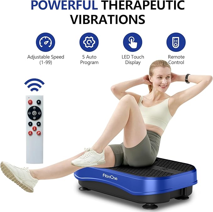 Vibration Plate Exercise Machine for Lymphatic Drainage Massager, 330 Lbs Capacity Full Whole Body Workout Equipment with Loop Bands for Women Men, Fitness Platform for Weight Loss