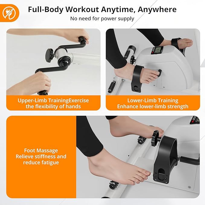 Arm Leg Pedal Exerciser Bike Hand Arm Leg and Knee Peddler Adjustable Fitness Equipment for Seniors Cardio Exercise