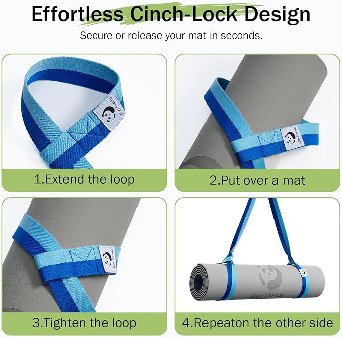 Slim Panda Yoga Mat Straps for Carrying, Adjustable Yoga Mat Carrier Sling Fits All Mats(Mat Not Included)