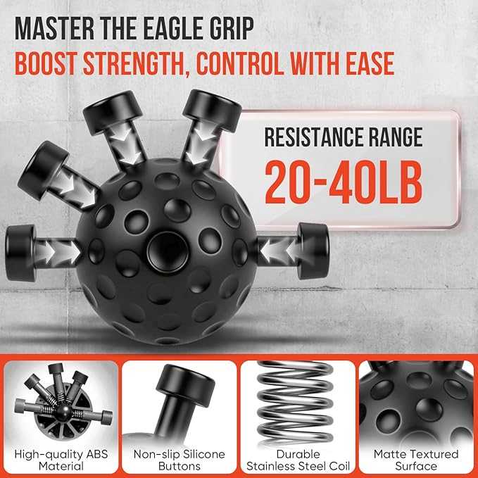 4-Pack Grip Strength Trainer Kit, Adjustable Forearm Strengthener, Black Hand Grip Strengthener Balls, Finger Exerciser & Stretcher for Strength Training, Recovery & Flexibility