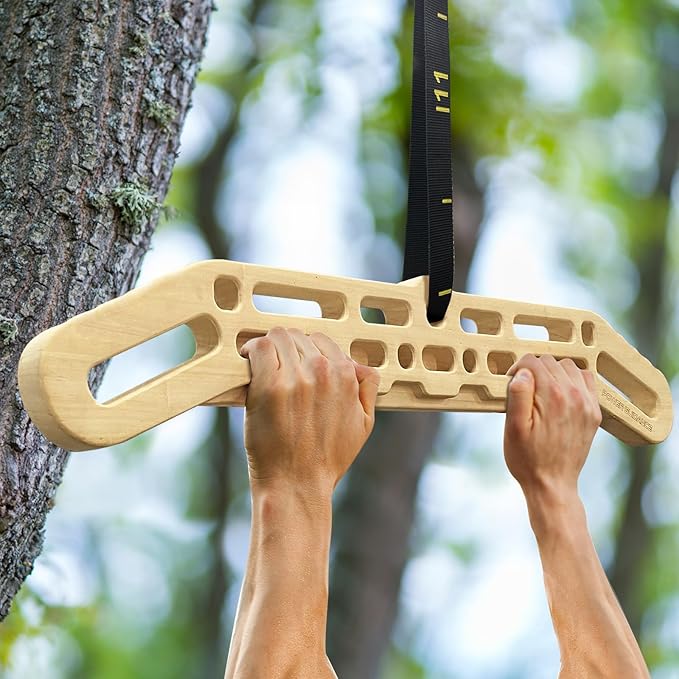 POWER GUIDANCE Wooden Hangboard, Portable Climbing Training Board, Enhances Finger Grip Strength for Indoor and Outdoor Use