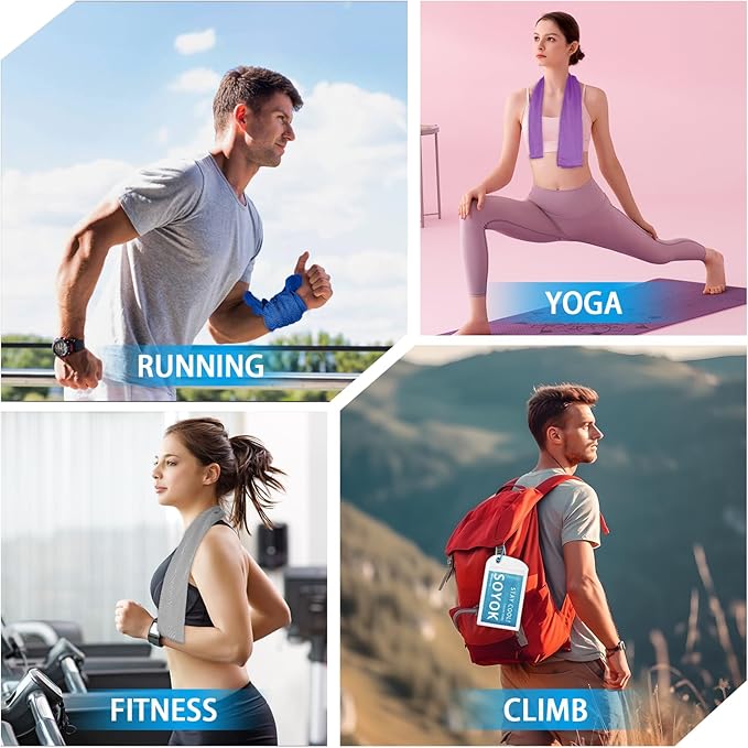4 Packs Cooling Towels, 40" x 12" Microfiber Cooling Towels for Neck and Face, Soft Breathable for Working Out with Waterproof Bag & Carabiner, Suit for Climb,Travel, Running,Yoga