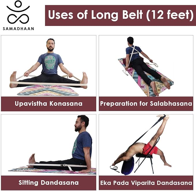 Yoga Strap with Durable Sliding Brass Buckle | Strong & Secure Yoga Strap | Double Thickness Adjustable Yoga Belt for Daily Stretching, Yoga, Pilates & Fitness