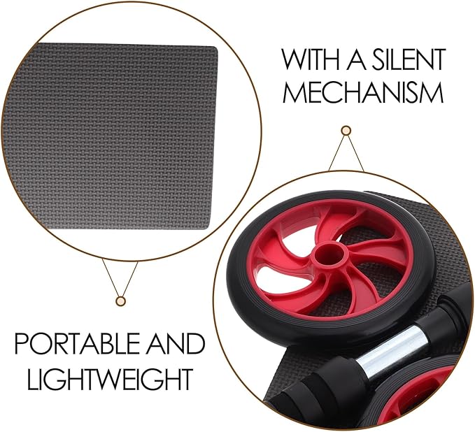 BESTonZON Red Silent Ab Roller Wheel for Core Workout, General Fitness Equipment for Abdominal Muscle Training, Indoor and Outdoor Exercise Wheel for Men and Women