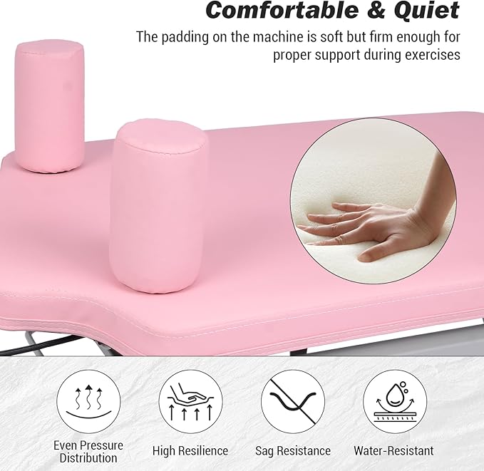 Pilates Reformer Machine Equipment Pink ,Foldable Home Reformer Pilates with Resistance Cords for Workout,Paeta Pilates Reformer