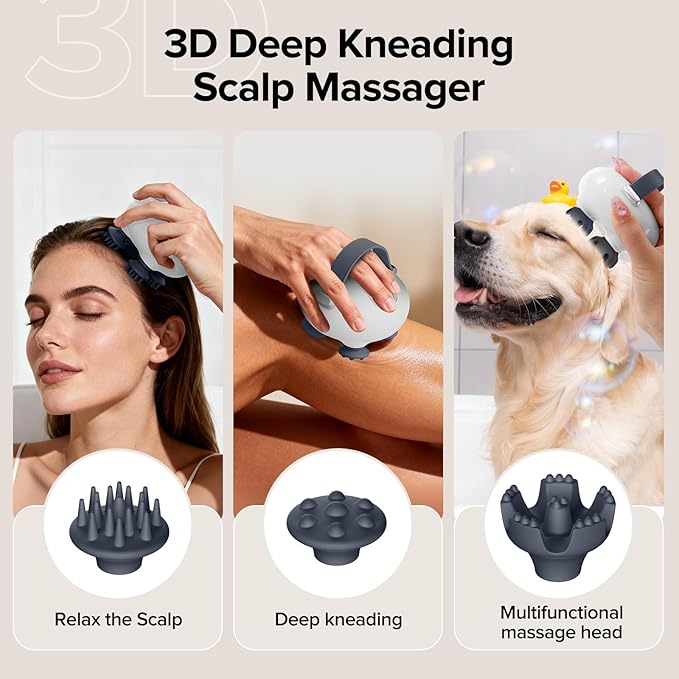 Scalp Massager, Head Massager Scalp with Tangle-Resistant Design, Portable Head Massager, Hair Massagers with 12 Massage Heads, 3 Modes, Mothers Day Gifts, Father's Day Gifts for Mom, Dad