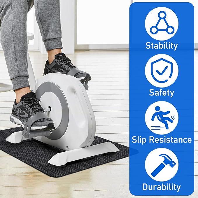 TOBWOLF Non-Slip Workout Mat for Ellipse Leg Exerciser, Ellipse Machine Mat, Exercise Mat for Under Desk Ellipticals, Suitable for Electric Seated Foot Pedal Exerciser, Stability & Floor Protection