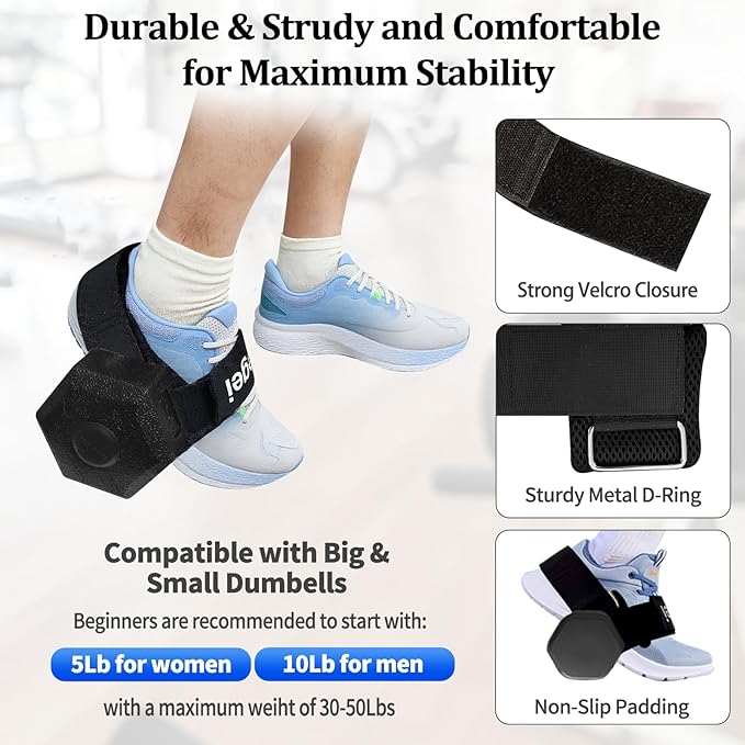 Dumbbell Foot Attachment for Leg Workout, Extension Monkey Foot Dumbbell Attachment Straps for Gym Trainer and Beginners Dumbbell Ankle Strap for Fitness Training