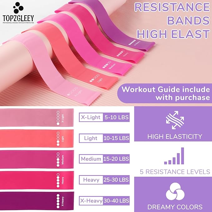 TOPZGLEEY Pilates Ring Set – 14" Anti-Deformation Magic Circle with Padded Handles, Mini Ball, 5 Resistance Bands, Guide, Pilates Equipment for Home Workout