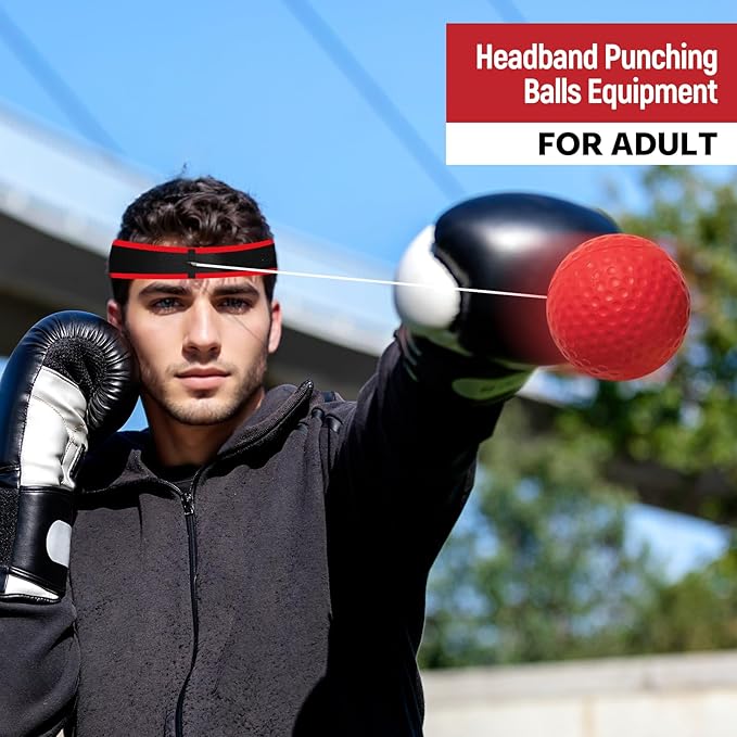 Reflex Ball for Adults and Kids Boxing Training Set with Adjustable Headband and Balls, Equipment for Reaction and Punching Speed