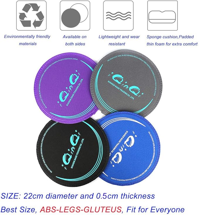 Exercise Core Sliders for Working Out, Dual Sided Sliding Discs Use on Hardwood Floors, Workout Glider Discs Abdominal & Total Body Gym Exercise Equipment for Home
