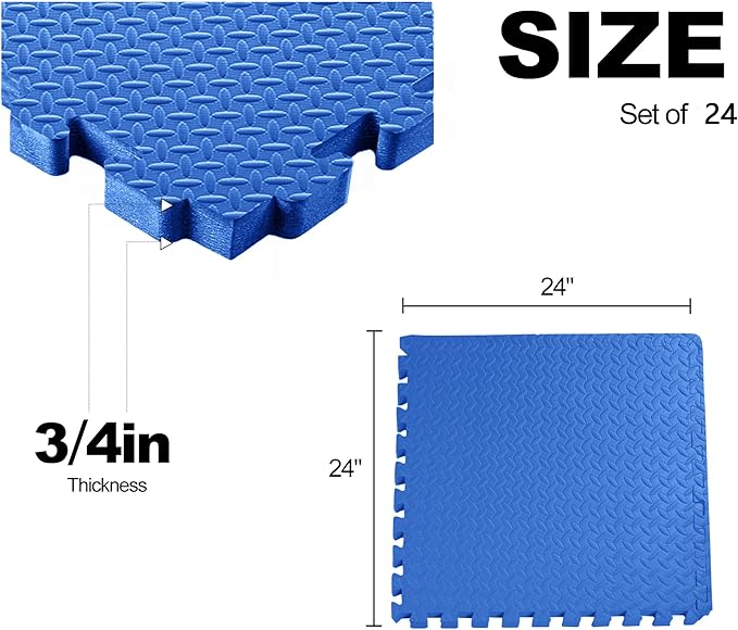Elevon Puzzle Exercise Gym Flooring Mat, EVA Interlocking Foam Tiles Workout Mat for Home Gym, Fitness Equipment, MMA, Gymnastics, Shock-Absorbing Exercise Mat, Multi-Color