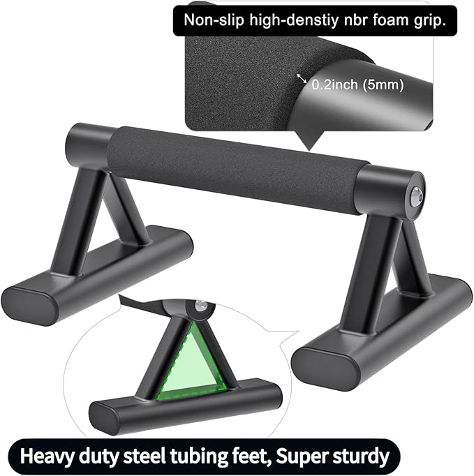 SELEWARE Wood push up bars Parallettes bars Anti-slip Handstand Bars for Calisthenics, Fitness, Floor workouts Solid Wood with Sturdy Metal Bracket, Support 600 lbs