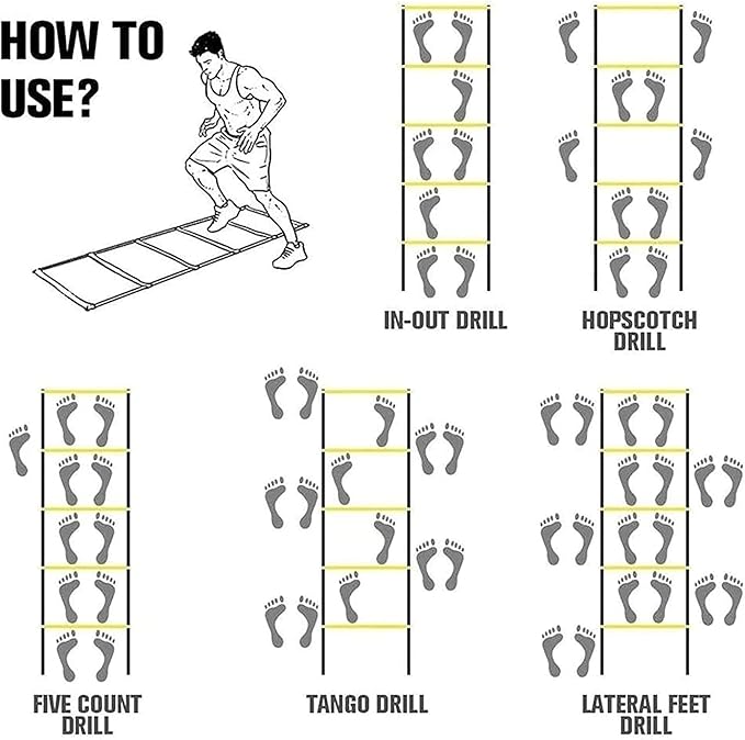 Agility Ladder Flexibility Speed Ladder, Sports Training Set,Fitness Jumping Ladder Footwork Sport Equipment,for Kids/Adults Outdoor Training(Size:3m)