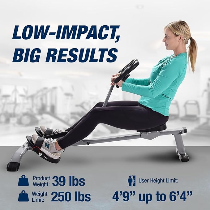 Stamina Pro InMotion Rower, Full Body Cardio Exercise Home Gym Fitness Machine - with 6 Resistance Levels, InTouch Monitor, and App Access