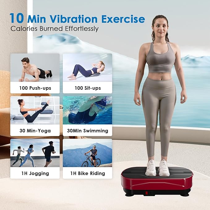 Vibration Plate Exercise Machine - Whole Body Workout Vibration Platform Lymphatic Drainage Machine for Weight Loss Home Fitness with Resistance Bands Remote