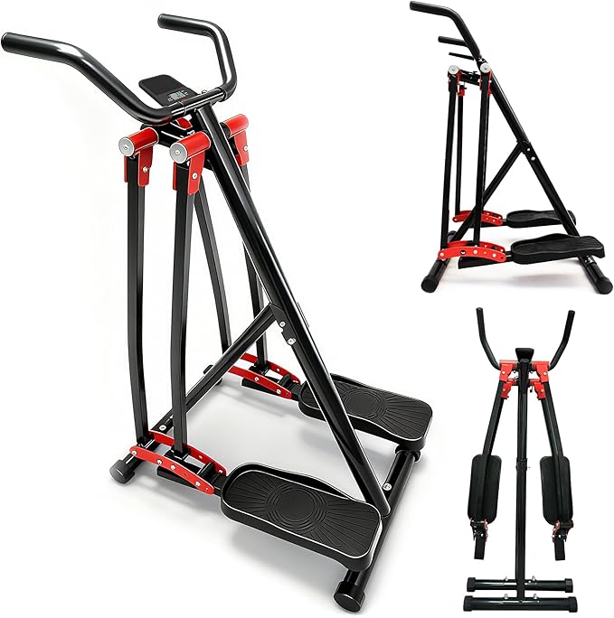 ZeHuoGe Air Walking Elliptical Machine - Foldable Cardio Cross Trainer Glider for Full-Body Low-Impact Exercise with LCD Display Ideal for Home Gym