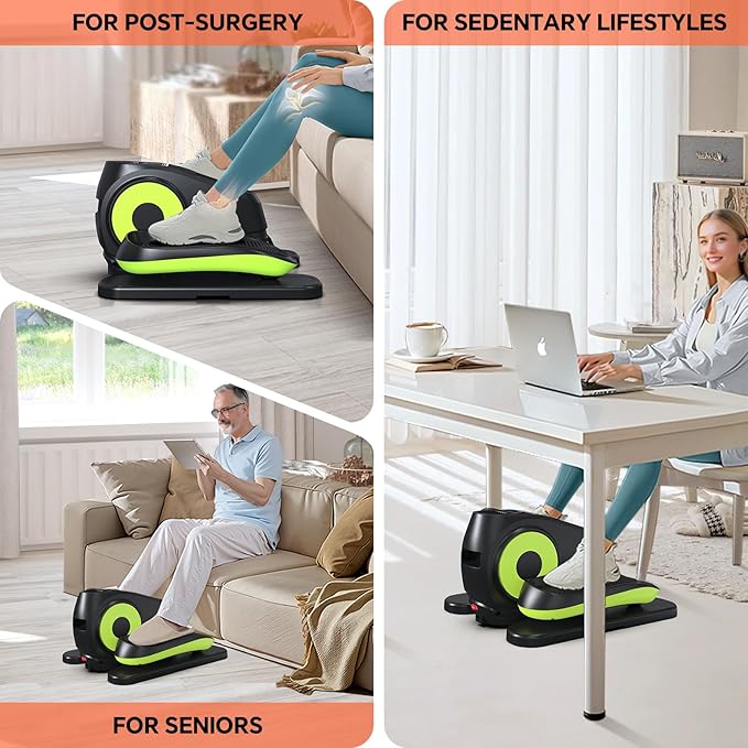 2025 Under Desk Elliptical Machine, Electric Ellipse Leg Exerciser Pro As Seen On TV with 16 Adjustable Speed, Quiet and Fully Assembled with Remote Control & Non-Slip Foot Straps White New
