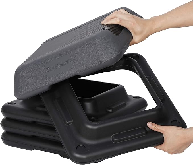 ZENY 16" x 16" High Aerobic Step Aerobics Stepper Platform with 4 Risers, Exercise Workout Stepper, Home Gym Equipment, Fitness Step Platform, Adjustable Aerobic Stepper
