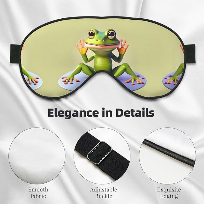 The Funny Frog Doing Yoga Head-Mounted Double-Sided Light-Blocking Sleeping Eye mask to Protect Eyes and Relieve Eye Fatigue