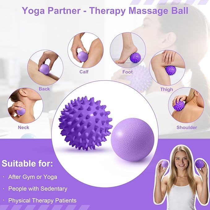 4Pcs Yoga Ball Set includes Large and 9in Pilates Balls, Massage & Spiky Ball for Fitness ,Anti-Burst Exercise Ball with Pumb for Pregnancy,Physical Therapy,Office Chair, Home Workout,3Sizes,3Colors