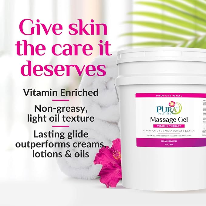 Vitamin Therapy 5 Gallon Massage Gel, Vitamin E, Professional, Massage Therapy, Deep Tissue, Unscented, Hypoallergenic, Natural Ingredients, Skin Hydrating, Moisturizing, Muscle Relief