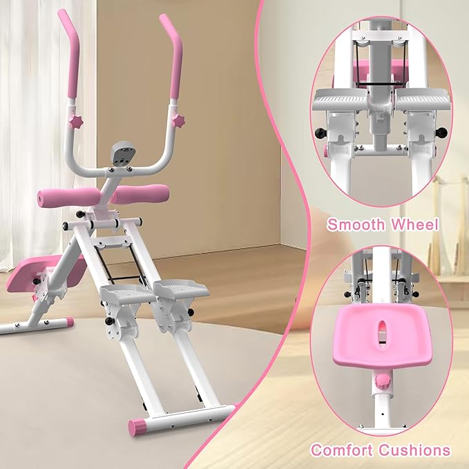 2 in 1 Stair Stepper And Ab Workout Machine, Stepper Machine with Adjustable Handlebar, Vertical Climber Workout Equipment for Home Gym, Core and Glute Workouts Equipment for Women