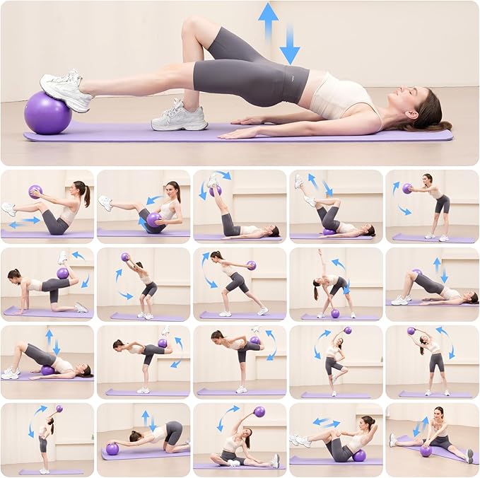 Pilates Ring Fitness Circles Set, Dual Padded Handles Home Pilates Equipment Set for Women Includes 2 Pilates Ring, 2 Pilates Mini Ball, and 5 Resistance Bands at Home Pilates Workout Set