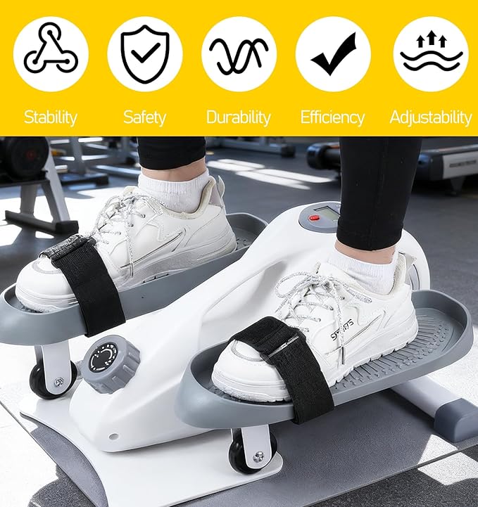 2PCS Bike Pedal Straps, Black Adjustable Leg Exerciser Traction Straps, Secure Stability for Elliptical Exercise Machine Under Desk Seniors Workout (Adjustable Length: 12.7-17.5 Inch)