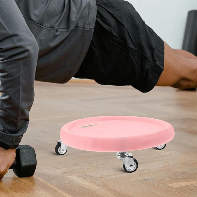 Mikikit Ab Roller Wheel Abdominal Exerciser with 4 Rollers and Knee Pad, Silent Sliding Core Strength Trainer for Home Fitness, Portable Foot Sliders for Abs Workout and Back Exercise