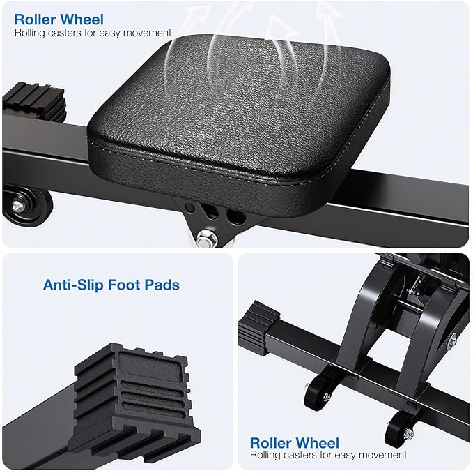 Foldable Multifunctional Rowing Machine, Dumbbell-Loaded Home Gym Equipment, Adjustable Resistance Strength & Cardio Trainer, Full Body Workout with Pull Down System (No Dumbbells Included)