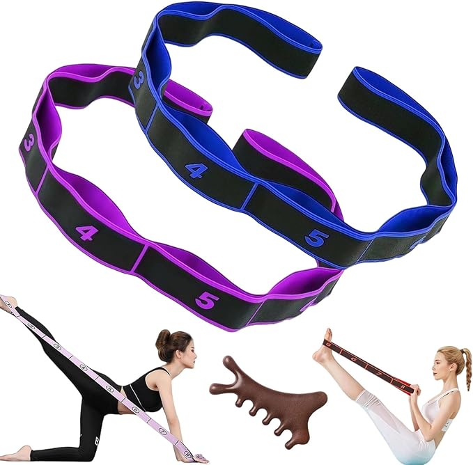 Fitness Resistance Band for Stretching and Yoga, 8 Loops Numbered Resistance Band, Elastic Training Bands for Yoga, Stretching, Pilates, Fitness