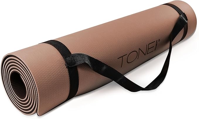 TONE Fitness Yoga Mat 1/4" Thick Non Slip Exercise & Pilates Mat for Home Workouts with Carrying Strap | Multiple Options
