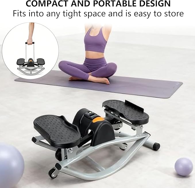 Rock Stepper Lateral Rocking Fitness Stepper U-Shaped Swing Fitness Equipment Equipped with a Digital Display/Resistance Band Lightweight and Portable Suitable for Home Apartment